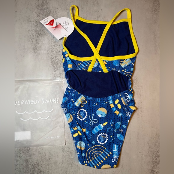 💙 YOUTH SPORTI GRANNY SWEATER DANCING DREIDEL ONE PIECE SWIMSUIT SIZE 26 - Picture 4 of 5